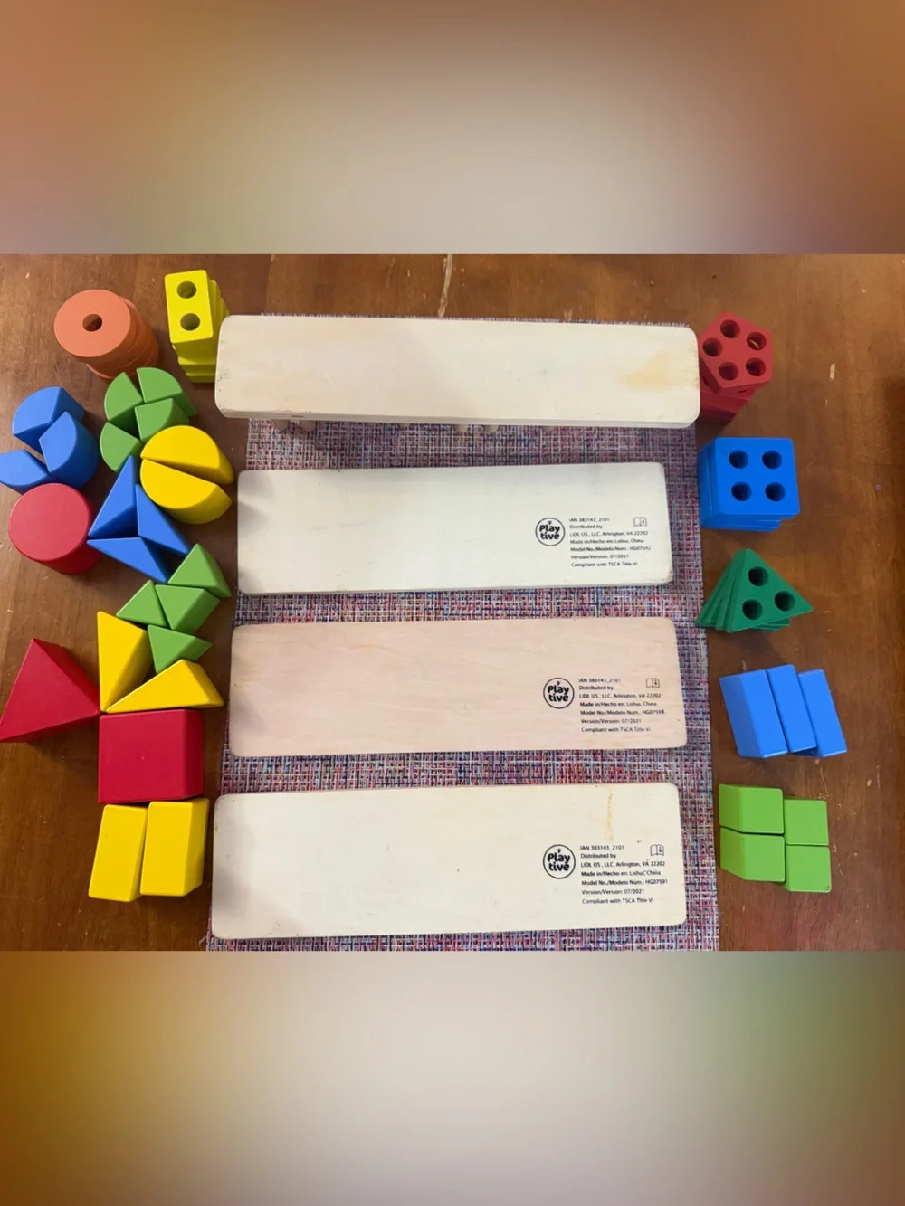 PlayTive Wooden Shape Sorting Puzzle 4 set learning Boards Montessori Toy